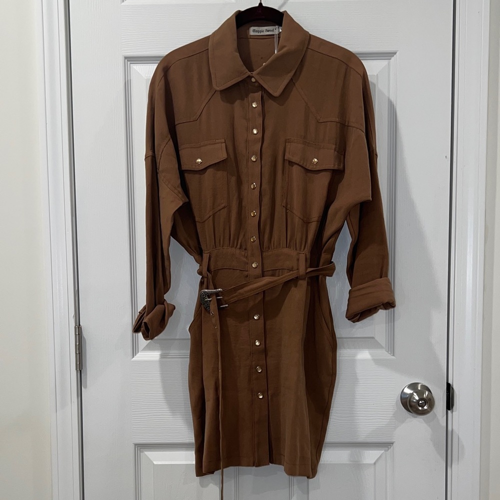 Maggie Sweet Thea Button Dress w/Belt S NWT